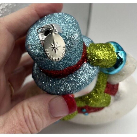 2009 CELEBRATIONS BY RADKO DESIGNER SNOWMAN GLASS ORNAMENT - Picture 3 of 3